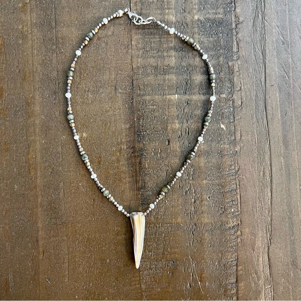 Labradorite and pearl crystal necklace